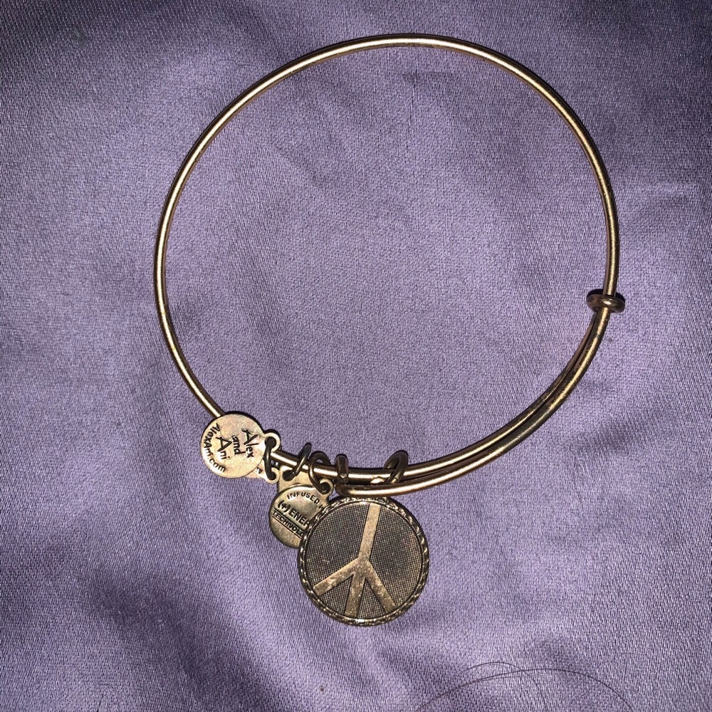 Alex and Ani Peace Sign Charm Bracelet